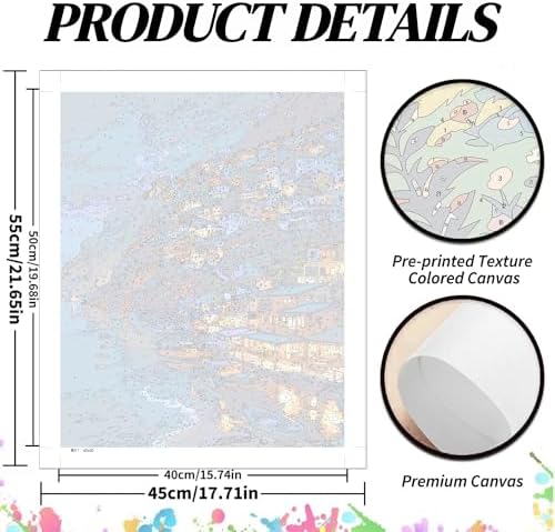 koemhxb Mediterranean Night Paint by Numbers Kit for Adults, Coastal Village Painting by Numbers, Adult Paint by Number Kits Suitable for Gifts and Interior Decor 16x20 Inch - Image 2