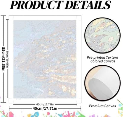 koemhxb Mediterranean Night Paint by Numbers Kit for Adults, Coastal Village Painting by Numbers, Adult Paint by Number Kits Suitable for Gifts and Interior Decor 16x20 Inch - Image 2