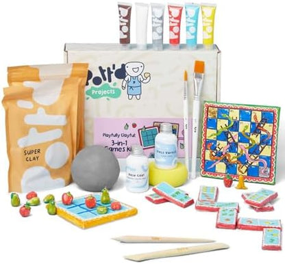 Pott'd Mini Pottery Kits | Air Dry Clay Pottery Kit for Adults | Includes Paints, Brushes, and Potters Tools | Free Online Step-by-Step Tutorial | Perfect for Beginners | Bring The Studio to Your Home by Pottd