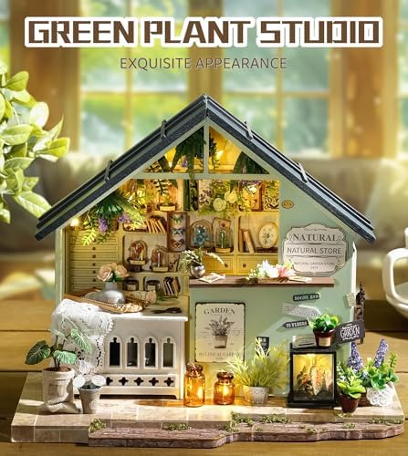 Spilay DIY Miniature Dollhouse Kit with Wooden Furniture,DIY Dollhouse Kit,1:24 Scale Creative Room for Romantic Valentine's Gift (Plants Studio) - Image 5