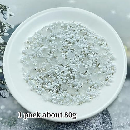 Assorted Glass Beads for Jewelry Making Multi Size Colors Glass Star Moon Seed Pearl Spacer Beads for Bracelets Necklace Earring Making(Frosted White) - Image 2