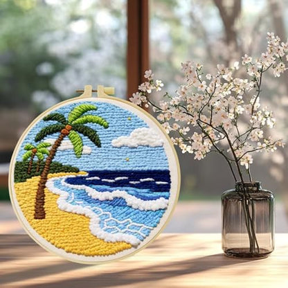 ZuoAnLF Punch Needle Kit for Beginners & Adults, DIY Easy Landscape Embroidery Set for Starter Art Craft, Punch Needle Project with Patterns, Tools, Yarns, Hoop, Instructions - Image 6