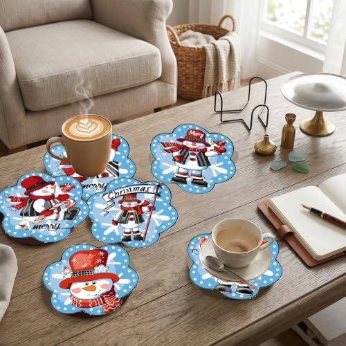 6 Pack Christmas Paint by Numbers Kits Coasters with Holder Cork Pads - Image 3