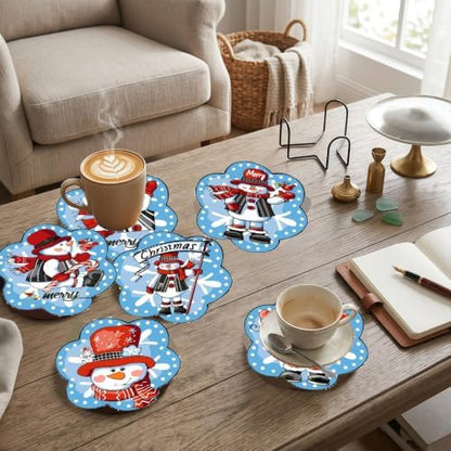 6 Pack Christmas Paint by Numbers Kits Coasters with Holder Cork Pads - Image 3