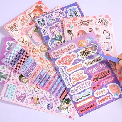 Auguro Scrapbook kit for Girls A6 Grid Kawaii notebooks Stationery Junk Journal Kit Scrapbooking Supplies kit Craft DIY Gift for Adult Teen Girl Cute Bullet Journal - Image 3