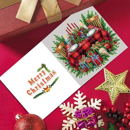 6Pcs Christmas Greeting Card DIY Diamond Art Painting Greeting Cards Blessing Folding Card Kit with White Envelopes Diamond Arts Crafts for Birthday Festival Gift-Christmas02 - Image 3