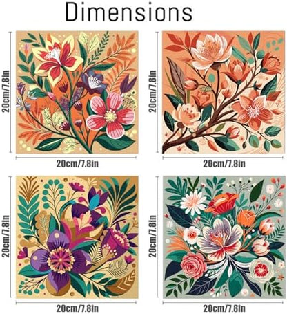 Canrichshop 4 Pack Paint by Numbers for Beginner with Frame,Flowers Adult Paint by Number Kits on Canvas, DIY Number Painting for Adults for Decor 8X 8 inch - Image 2