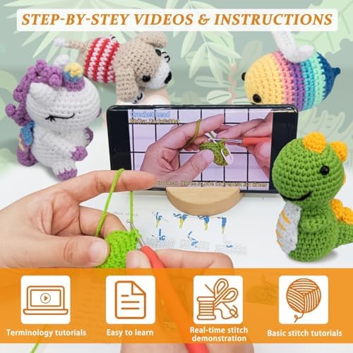 KIECIK Crochet Knitting Kit for Beginners – 6 PCS Crochet Animal Kit - Image 2