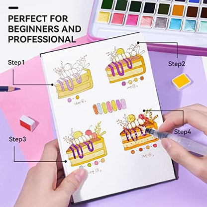 MeiLiang 48 Colors Watercolor Paint Set with Brush - Image 4