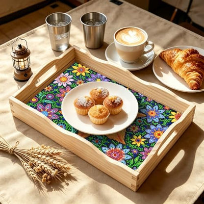 DIY Diamond Painting Wooden Serving Tray Kit, Adult Craft Gem Art Tray with Handles, Multipurpose Fruit Snack Platter for After-Work Chat & Home Decor (Flower, 7.8×11.8in) - Image 4