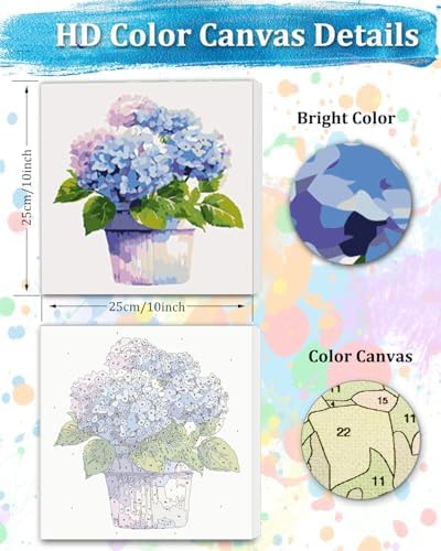 TOCARE Framed Paint by Numbers Kit for Adults, Hydrangea Paint by Number Framed, Adult Paint by Number Kits on Canvas Framed Flowers for Home Wall Decor (10x10 Inch, Without Easel) - Image 2