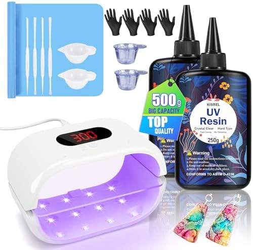 KISREL UV Resin Kit with Light, 500g Hard UV Resin with Double-Sided Light by KISREL