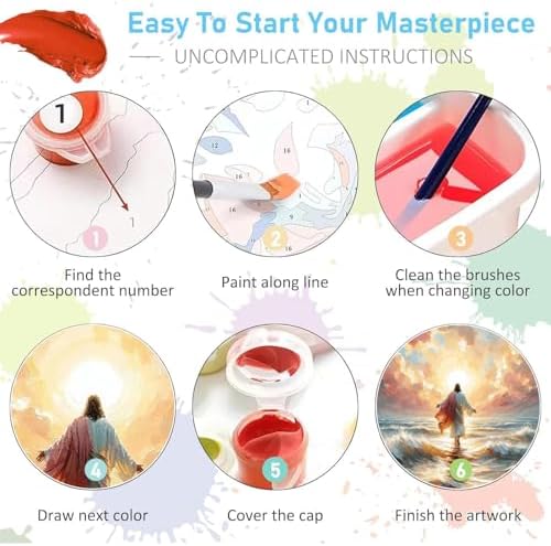 Jesus Paint by Numbers Kit for Adults Framed Canvas 12X16 in, Frameworkless - Image 7