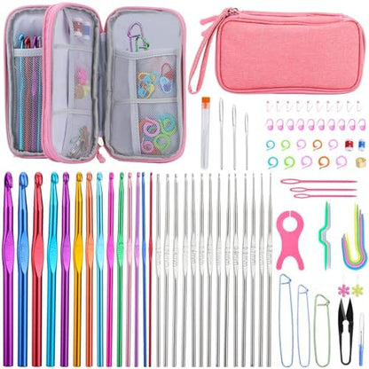 Crochet Hook Set 90 Pcs Crochet Needles Kit Ergonomic Soft Grip Handles by Imzay