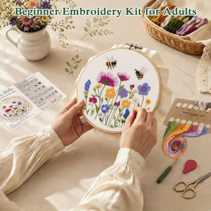 Louise Maelys Embroidery Kit for Beginners, Wildflower Bee Embroidery Kit - Image 2