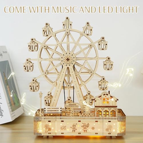 3D Wooden Puzzles for Adults, Ferris Wheel Kit w/Music & Spark Light - Image 5