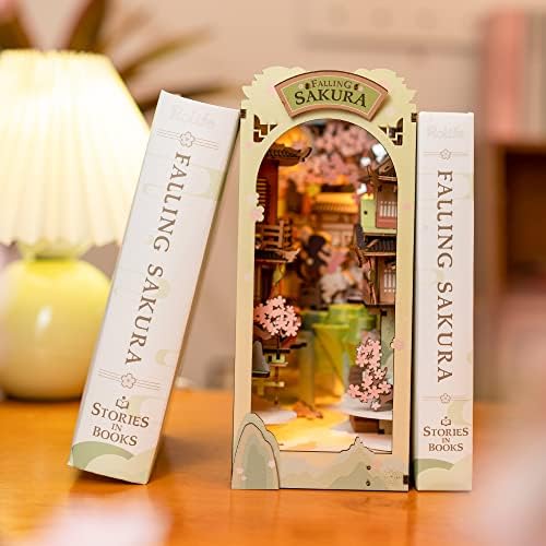 Rolife DIY Book Nook Kit Falling Sakura, DIY Miniature Booknook Kit Creative Decorative Bookend Bookshelf Insert 3D Puzzle for Adults, Halloween/Christmas Decorations/Gifts for Adults (Falling Sakura) - Image 4