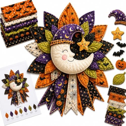 DIY Quilted Halloween Pumpkin Door Hanger Kit Handmade Patchwork by Unknown
