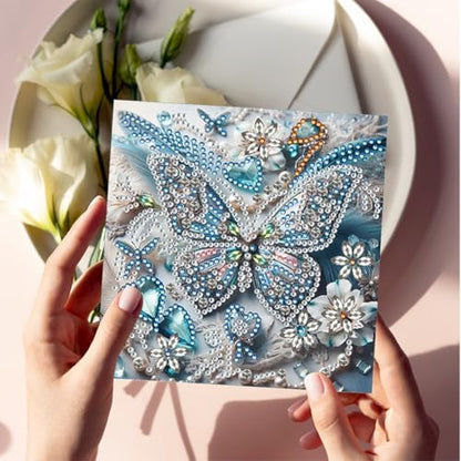 jinglinhh 6pcs Diamond Art Painting Butterfly Gem Yellow Rose Flowers Greeting Cards with Envelopes, DIY Card Making Kits for Adults, Diamond Art Postcards Holiday Cards Craft Gifts - Image 7
