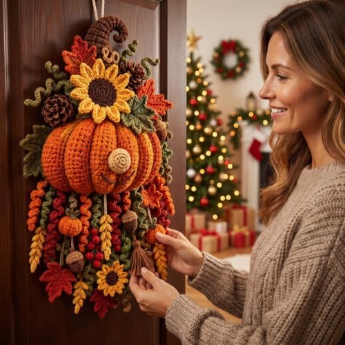 DIY Seasonal 3D Crochet Door Hanger Kit Collection, Halloween Handmade - Image 2