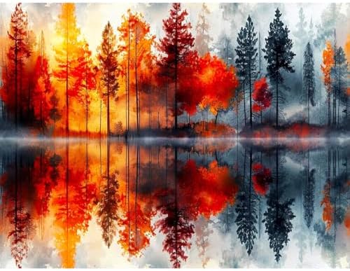 Lake Forest Reflection Stamped Cross Stitch Kits for Adults Beginners by DIYHomeDecor