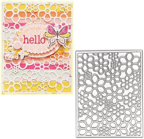 3D Frame Cutting Dies Background Dies Cut Grid Flowers Metal Stencils for Card Making Album Arts DIY Craft Embossing Template Scrapbooking Album Decor (Covered with Flowers-14x10.9cm) by ZbFwmx