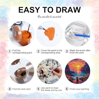 Sunset Paint by Numbers Kit for Adults Beginner Without Frame 16x20 IN - Image 6