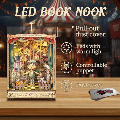 Spilay DIY Book Nook Kit,DIY Dollhouse Booknook Bookshelf Insert Decor Alley,Bookends Model Build kit with LED Light,Handmade Crafts Gifts for Birthday Christmas and Valentine's Day（SQ33） - Image 3