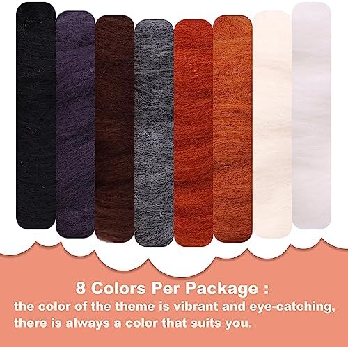 Wonvoc Needle Felting Wool 2.82 OZ, 8 Colors Wool Roving, Winter Dunes - Image 3