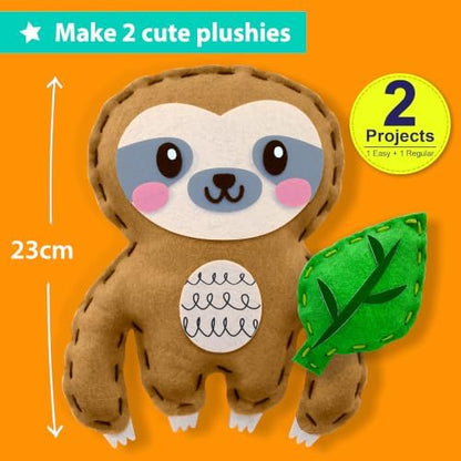 KRAFUN Beginner Sewing Kit, Sew Sloth & Leaf, Pre-Cut Felt, Kids Ages 5+ - Image 3