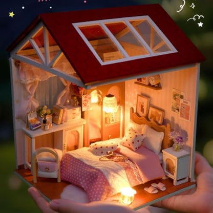 DIY Miniature House Kit 3D Wooden Puzzle for Adults, Tiny Home Kit with Furniture, Miniature Dollhouse Book Nook Kits for Bookshelf Decor, Creative Craft Birthday Gift for Women and Men - Image 2