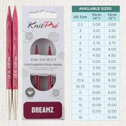 KnitPro Dreamz Interchangeable Circular Needles 4" (10cm) | US Size 10 (6mm) - Image 4