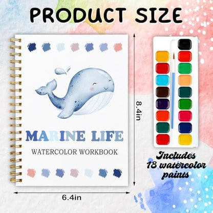 Marine Life Watercolor Workbook, Water Coloring Book, 12 Patterns, Ocean Dreams Watercolor Kit for Beginners, DIY Gift for Adults,Fun Family Art Activity and Gift - Image 2