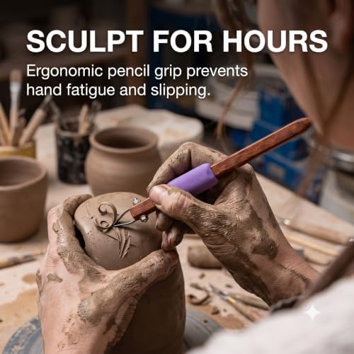 Pottery Crisp Lines Tools, 304 Steel V-Tip Sgraffito & Clay Tool Set - Image 6