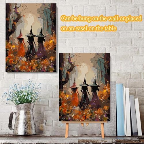 Halloween Framed Paint by Numbers Kits for Adults 12x16in with Wooden Easel - Image 3