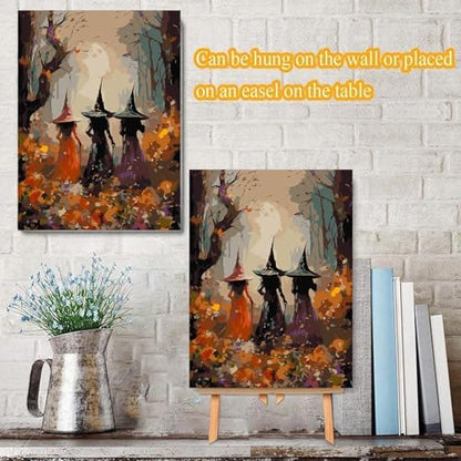 Halloween Framed Paint by Numbers Kits for Adults 12x16in with Wooden Easel - Image 3