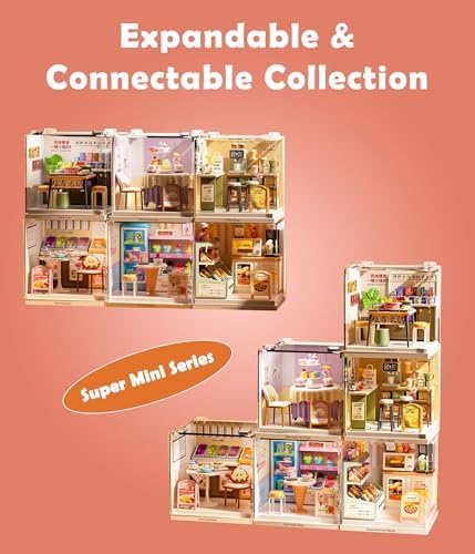 Hotpot Shop Miniature House Kit, Plastic DIY Dollhouse with Hot Pot Table & Sauce Station, Stackable Transparent Dust Cover, Creative Desktop Decor for Adults Teens - Image 6
