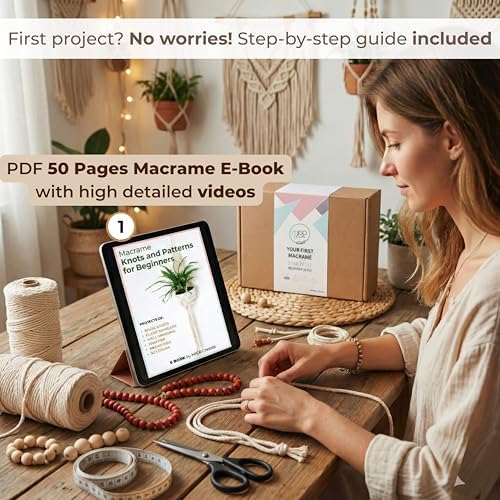 MIGO Creates Macrame Kits for Adults Beginners with 126 Macrame Supplies and 7 Projects E-Book: DIY Macrame Kit with 165 Yards Macrame Cord and Craft Supplies & Materials to Start Macrame! - Image 4