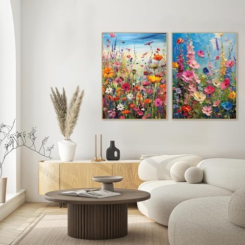 Fotasmua 2Pack Wild Flowers Paint by Numbers Kits for Adults - Flowers Adult Paint by Number Kits with Framed - Wooden Easel, DIY Acrylic Oil Painting by Numbers for Home Wall Decor 8 x 12 Inch - Image 4