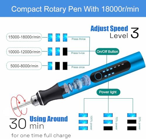 Resin Polishing Tools Kit,Electric Resin Drill Kit,Rotary Pen & Deburring Tool 3D Printing for Keychain Making,Jewelry Art,Resin Duberring, Drilling,Polishing,Engraving,DIY - Image 2
