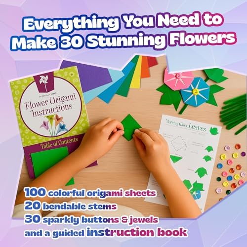 Pinwheel Crafts Flower Origami Kit for Kids Ages 8-12, 150 Pcs - Image 2