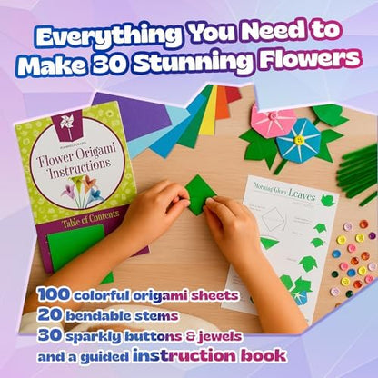 Pinwheel Crafts Flower Origami Kit for Kids Ages 8-12, 150 Pcs - Image 2