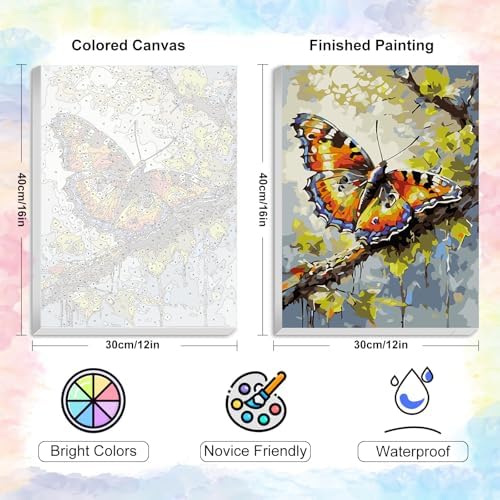Yezavesu Butterfly Framed Paint by Numbers Kit for Adults Beginner - Image 3