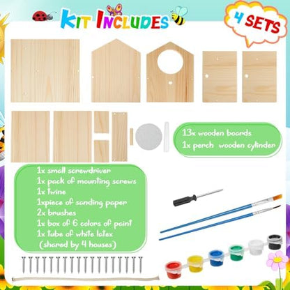 Juexica 8 Pack DIY Birdhouse Kits for Kids 8+ Build and Paint, Mixed - Image 3