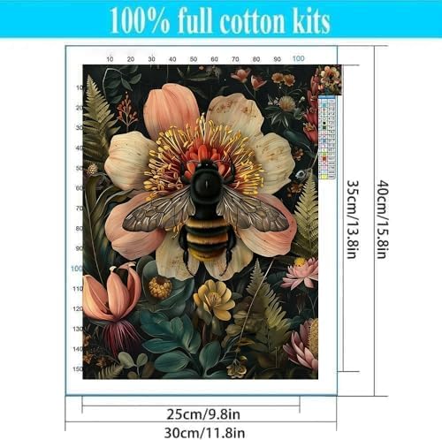 Lzyueyuan Bees and Flowers Stamped Cross Stitch Kits for Beginners,Needlepoint Counted Cross Stitch Kits for Adults,Easy Prestamped Pattern Needlepoint Kit Crafts for Home Decor Gifts11.8X15.7in - Image 2