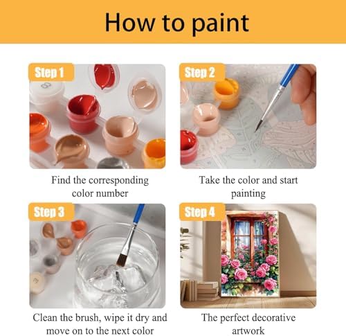 Mowana Paint by Numbers Kit for Adults Beginner – Flowers Framed Paint by Numbers for Adults with Easel – Easy DIY Acrylic Oil Painting Kit Canvas Wall Art Decor 8x12inch - Image 4