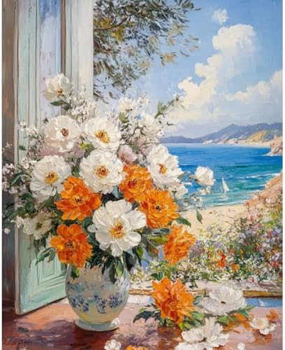 Banket Paint by Numbers Kit for Adults Beginner Flower DIY Painting Kits for Adults Bottle Flowers Easy Adult Paint by Number Kits on Canvas Color by Numbers for Gifts Home Wall Decor 16x20 Inch by Unknown