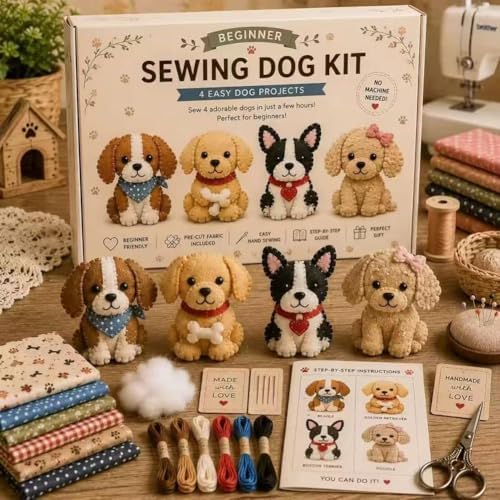 Sewing Kit for Beginners, DIY Felt Sewing Fabric Animal Craft Ornament Kit with Pre-Cut Fabric & Instructions, Handmade Plush Animal Craft Set for Adults Beginners Home Decor (Color D 1set) - Image 5
