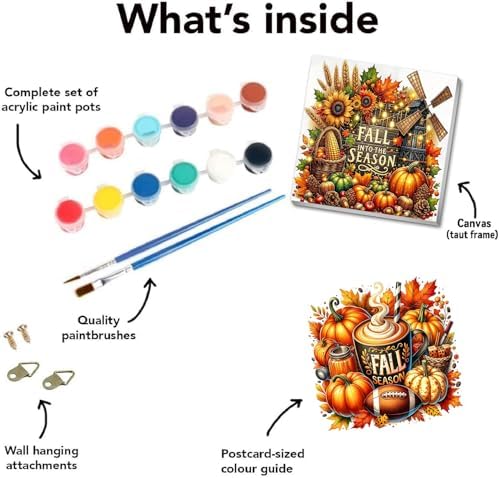 2 pack Fall Paint by Numbers Kit for Adults Beginner With Framed,Thanksgiving Pumpkin Easy Adult Paint by Number Kits on Canvas DIY Painting for Beginners Art by Numbers for Home Wall Decor 10x10 Inch - Image 5