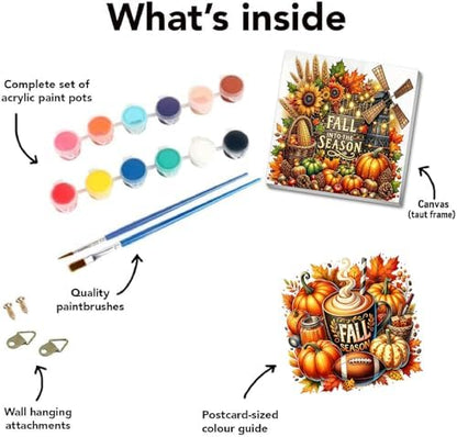 2 pack Fall Paint by Numbers Kit for Adults Beginner With Framed,Thanksgiving Pumpkin Easy Adult Paint by Number Kits on Canvas DIY Painting for Beginners Art by Numbers for Home Wall Decor 10x10 Inch - Image 5